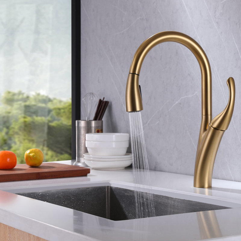 Robinet de cuisine rétractable à poignée simple avec accessoires