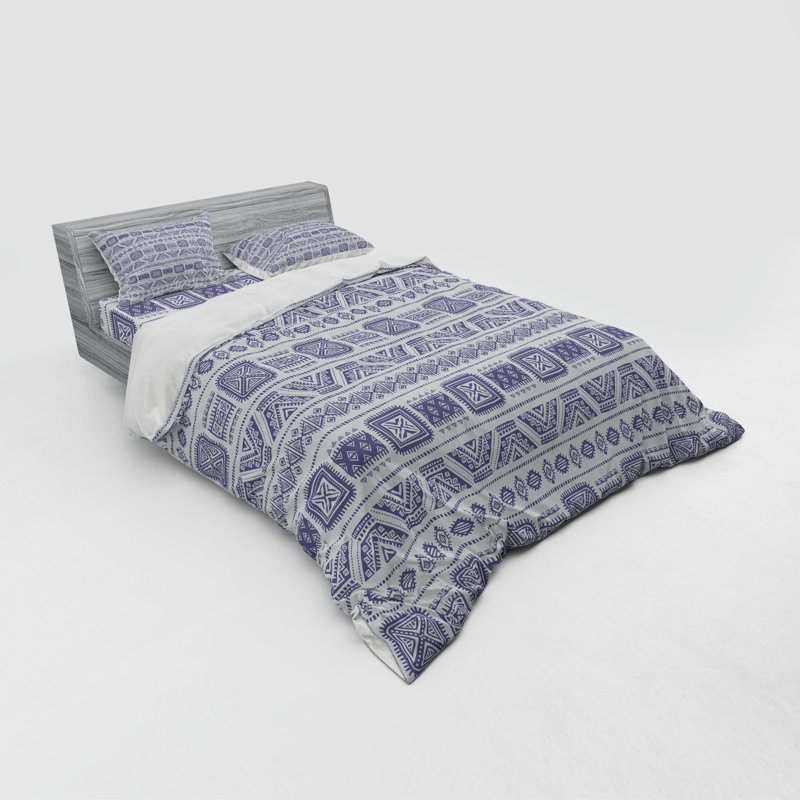 Eclectic Polyester Geometric Shapes Duvet Cover, Queen Duvet Cover + 3 Additional Pieces
