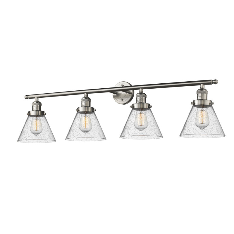 4 - Light Dimmable Vanity Light, Brushed Satin Nickel, Seedy