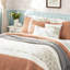 Courtepointe Dawn Coral - très grand / très grand 6 pièces en coton réversible avec 3 oreillers décoratifs-124308715-124308711