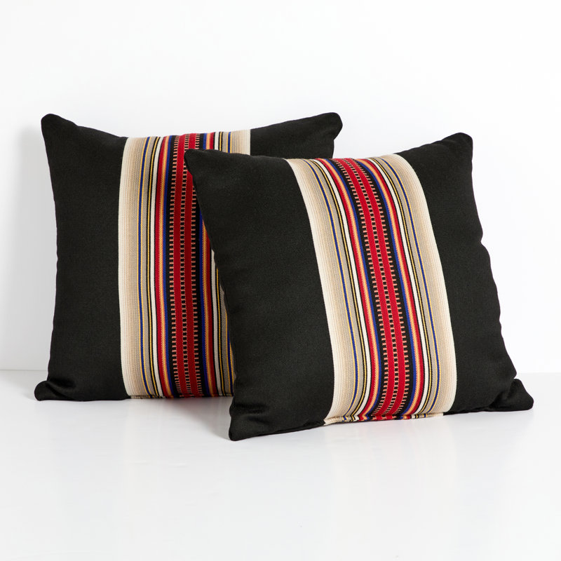 Coussin Sunbrella, H 18 po x l 18 po, Noir / rouge