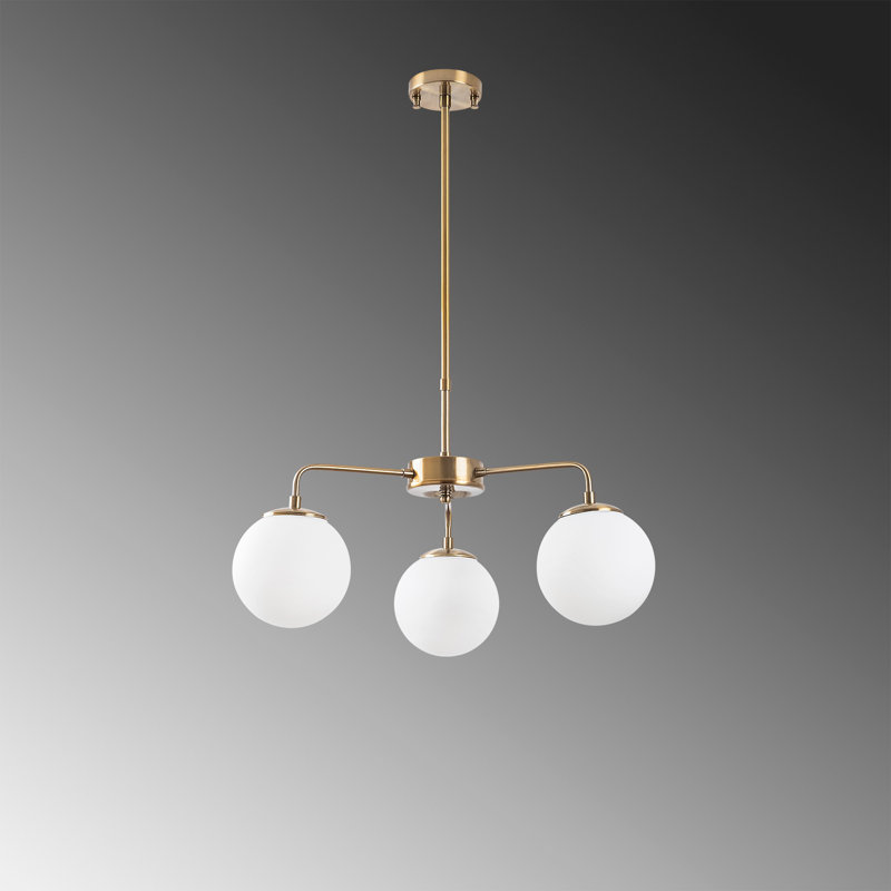 Elegant Copper Chandelier, Adjustable Height, 22 x 22 x 17 in | Metal Body with Glass Cap, Max Bulb Size: 2.4 in Diameter x 3.5 in Height | Vintage Modern Scandinavian Design, Perfect for Dining Rooms & Living Spaces