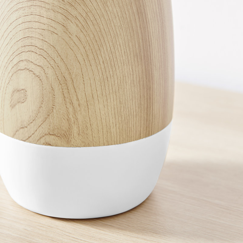 Prader Flask Teardrop Contemporary Two Tone Tabletop Vase - White And Beech