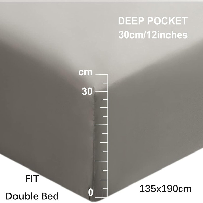 Cadan Microfiber 30cm Fitted Sheet, Kingsize (5'), Silver