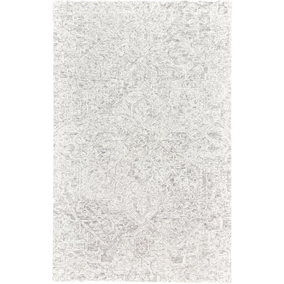 Tapis gris clair/ivoire en laine touffeté à la main Samira