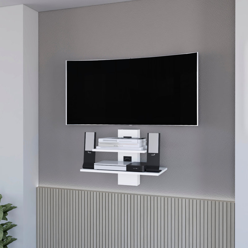 Tablette contemporaine blanche avec deux tablettes spacieuses pour décorer 2 tablettes flottantes