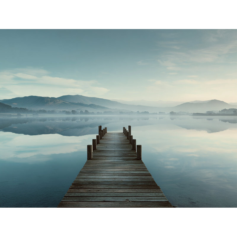 «Calm Lake Morning Pier», art mural sur toile tendue