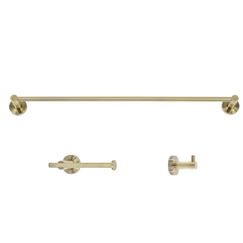 Venezia 3 Piece Wall Mounted Bathroom Hardware Set with 24" Towel Bar, Bronze