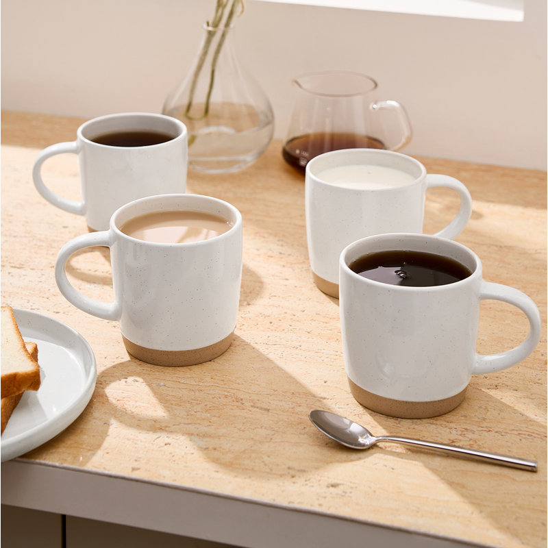 Tasses à café en grès empilables Daytona, Blanc