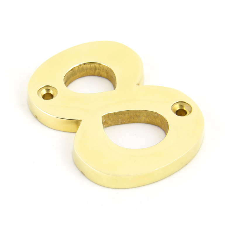 7.8cm H Metal House Number, Polished Brass, 8