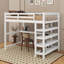 Lit mezzanine double avec tablettes et bureau-432229445