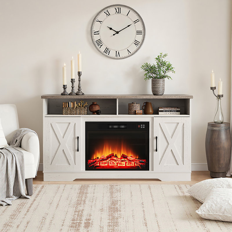 Bavory 70" TV Stand with Fireplace Including