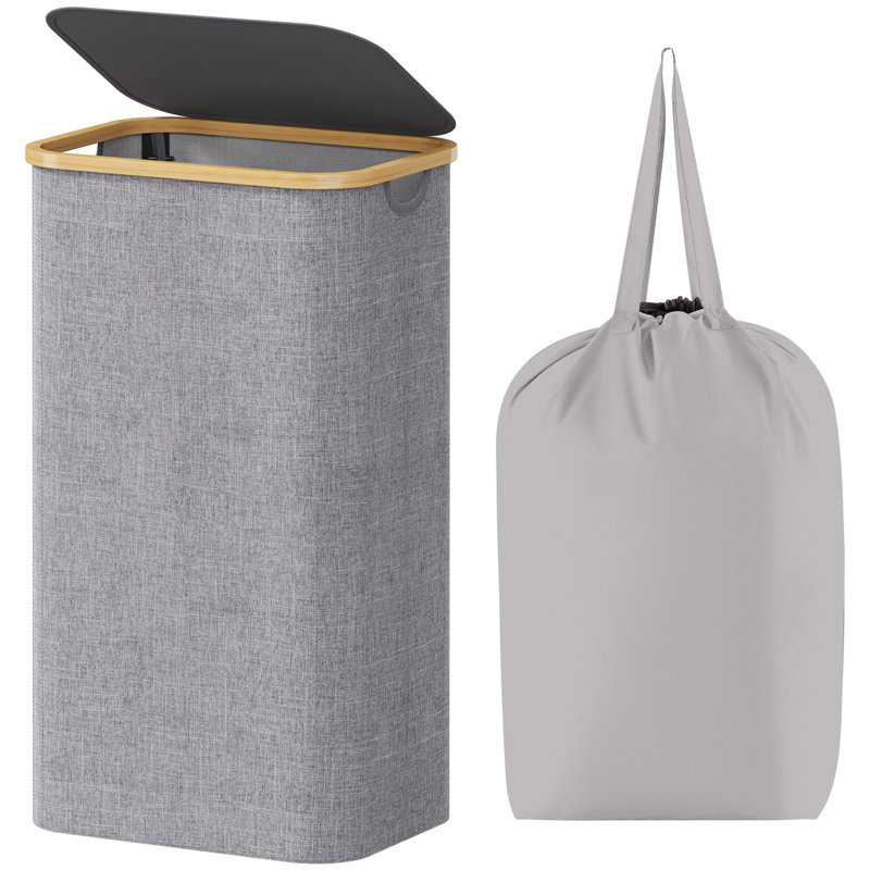 Laundry Hamper And Waste Basket Set, Light Grey
