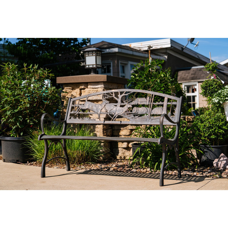 Hendry Running Whitetails Cast Iron Park Bench