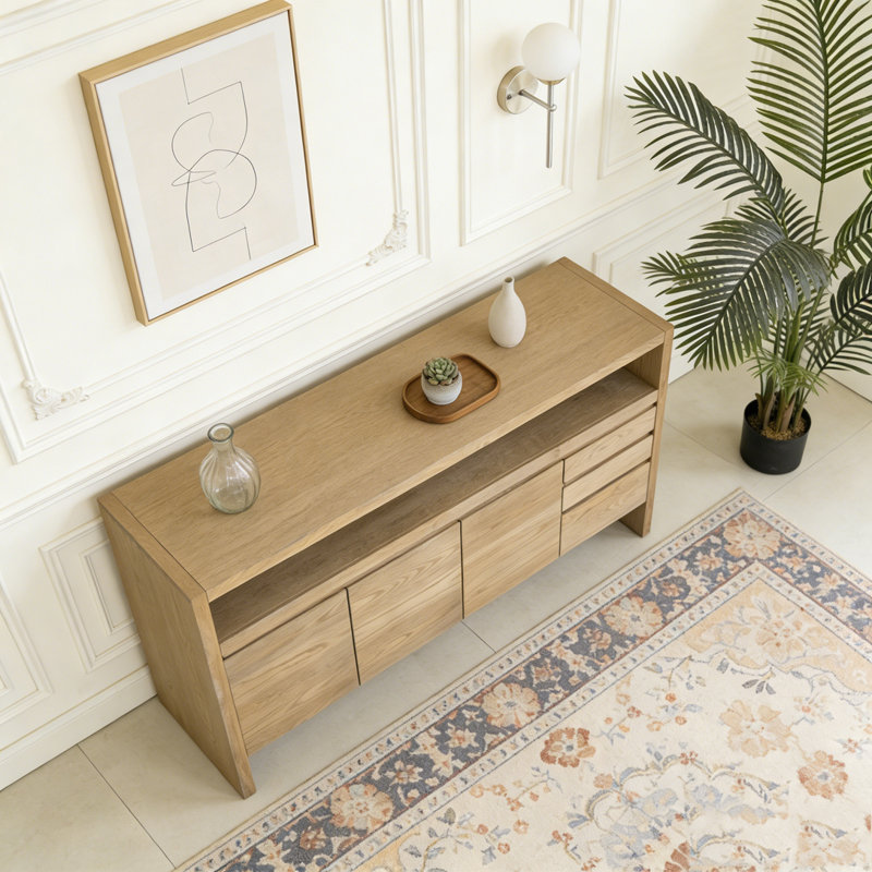 60" 3-Door Sideboard with 3 Drawers, Natural