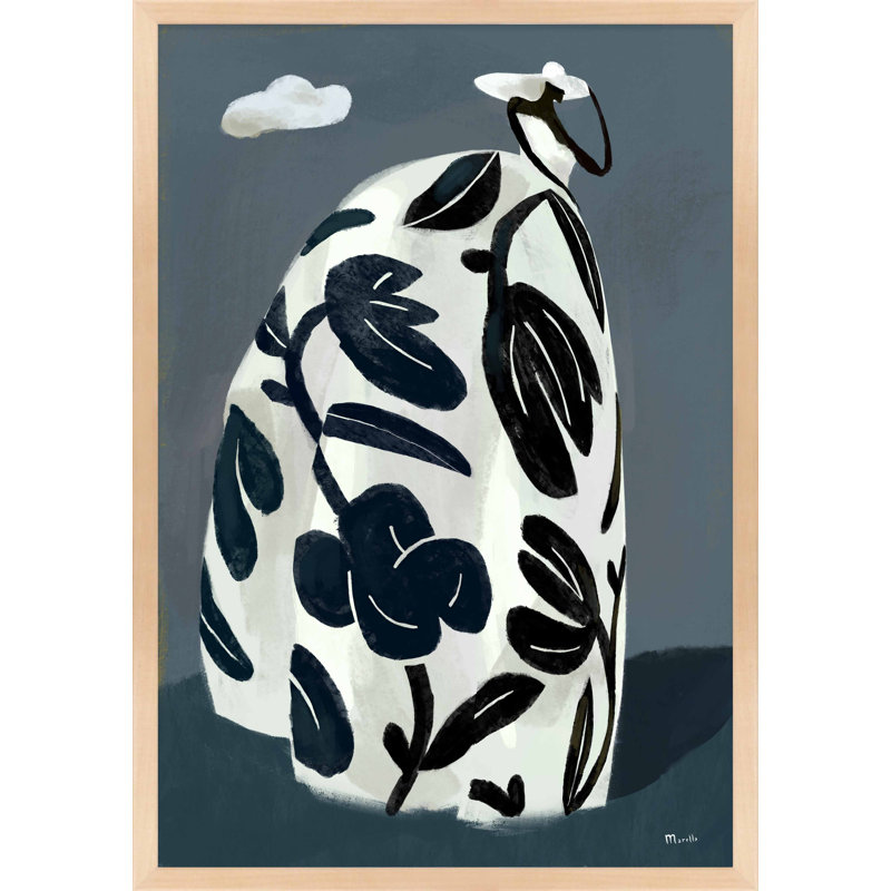 Black Dress Print by Marco Marella For Studio M, Maple Paper Framed, 20" H x 14" W x 1.25" D