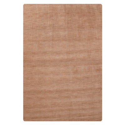 Hand Knotted Loom Wool Eco-Friendly Area Rugs  -  3' x 5', Rectangle, Camel Color, Plain Solid Design, High Pile Thick Handmade Anti Skid Area Rugs for Living Room, Bed Room 