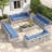  12 - Person Outdoor Wicker Patio Conversation Furniture Set with Cushions-1816889140