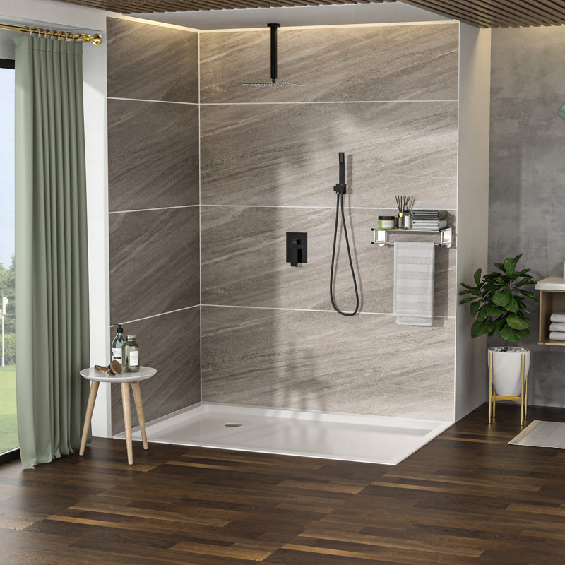 Ensemble de douche à double fonction - débit d'huile réglable bronze huilé bronze à tête carrée 10 pouces 360, Noir