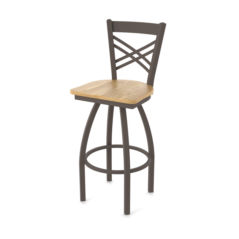 820 Catalina Swivel Bar Stool, Bronze, Wood-Natural Oak, Extra Tall (36" Seat Height)