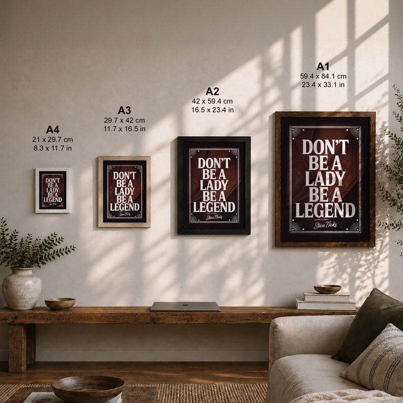 Be A Legend Industrial - Framed Print, A4 - 29.7 x 21.0 cm, White