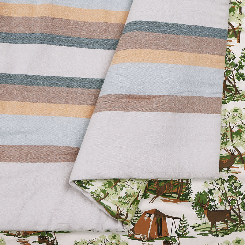 Camp Wandawega Flannel Stripe Reversible Comforter Set, Twin Comforter + 1 Standard Sham