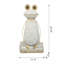 Figurine abstraite de grenouille en magnésium blanc avec bras et yeux dorés