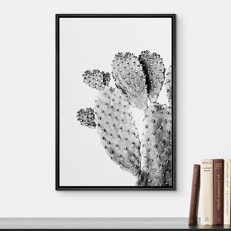 " Flat Cactus With Buds ", Black, 24" H x 16" W x 1.5" D