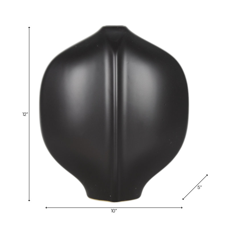 Modern Ceramic Decorative Vase With Sculpted Wavy Textured Design, 12" H x 10" W x 5" D