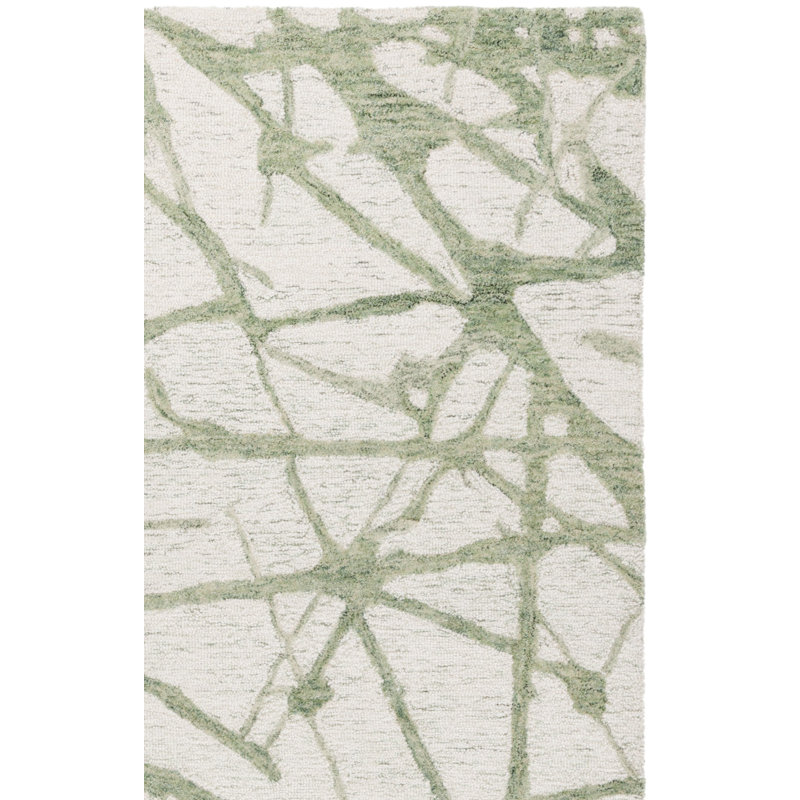 Tapis abstrait en laine / coton touffeté à la main Khloie, Carré 6 pi