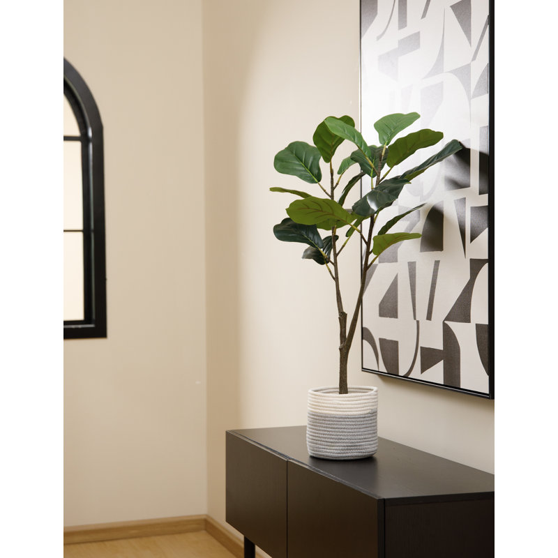 Chappell 39'' Faux Fiddle Leaf Fig Tree in Wicker/Rattan Planter