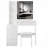 Vanity Desk, 37" Middle Size Left Bedside Cabinet Vanity Table , Cushioned Stool Dresser Set, 2 AC, 2 USB Socket, Hair Dryer Stand, Large Touch Control LED Sliding Mirror, 3-Color Switch, EPA, GCC, UL Certificate-1503640331