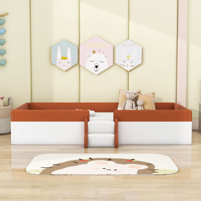 Asenath Wood Upholstered Daybed with Stairs and Fence