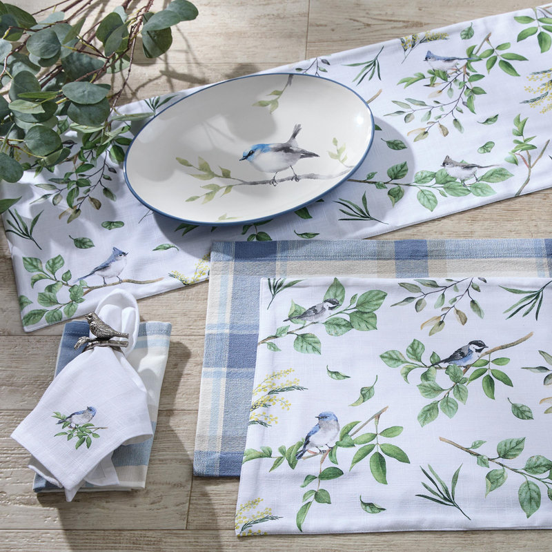 Songbird Green Floral Table Runner 13", 36" L x 13" W