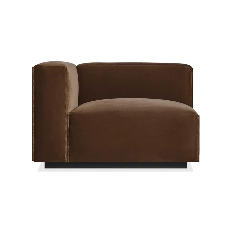 Cleon Chaise Lounge, Left Hand Facing, Coffee Velvet Polyester Blend