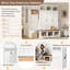 Porte-manteau classique arqué avec banc, mobilier de vestiaire de style campagnard, 3 placards de rangement dissimulés, 5 crochets, blanc-134698863