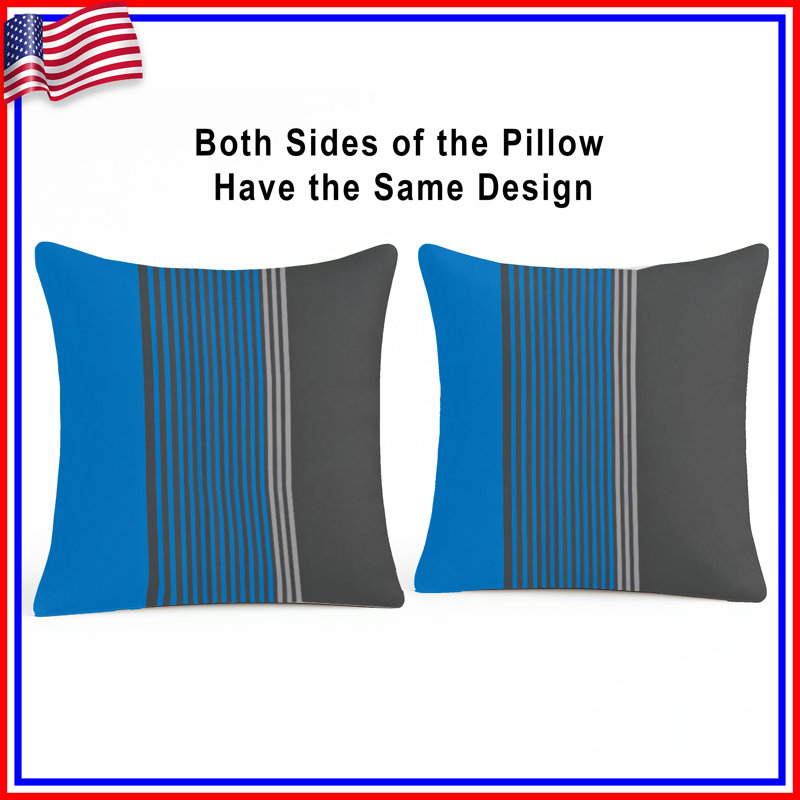 Blue Gray Stripes Double Sided Throw Pillows, 20 x 20 inches