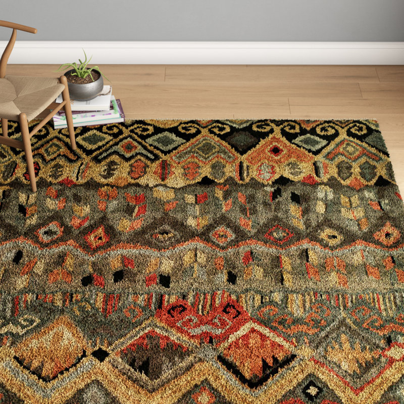 Tapis rouille / ivoire en laine noué à la main de style sud-ouest Donovin, Rectangle 12 pi x 15 pi