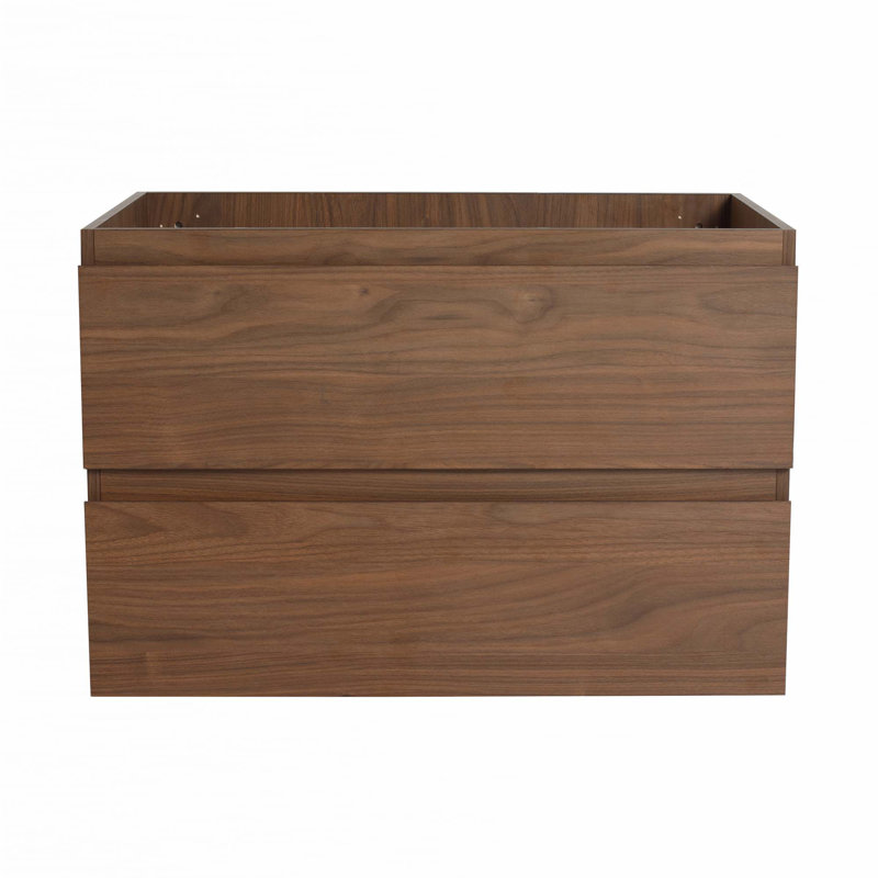 Meuble-lavabo mural avec lavabo en céramique, 30", Blanc, Brun