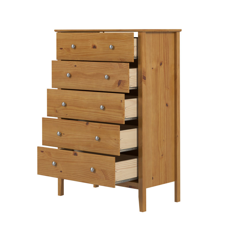 Commode 5 tiroirs Arzell, Miel