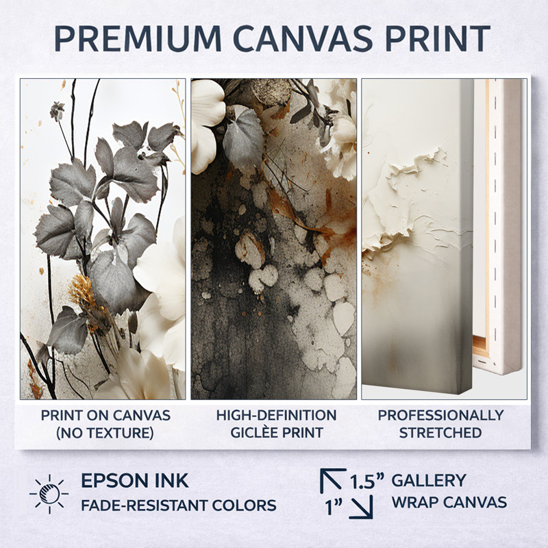 Bohemian Earthly Floral Collage I - Art mural abstrait bohème, H 12 po x l 20 po, Cadre photo unique, Noir