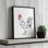Croquis de coq noir et blanc par Cat Thurman Designs, reproduction d'art