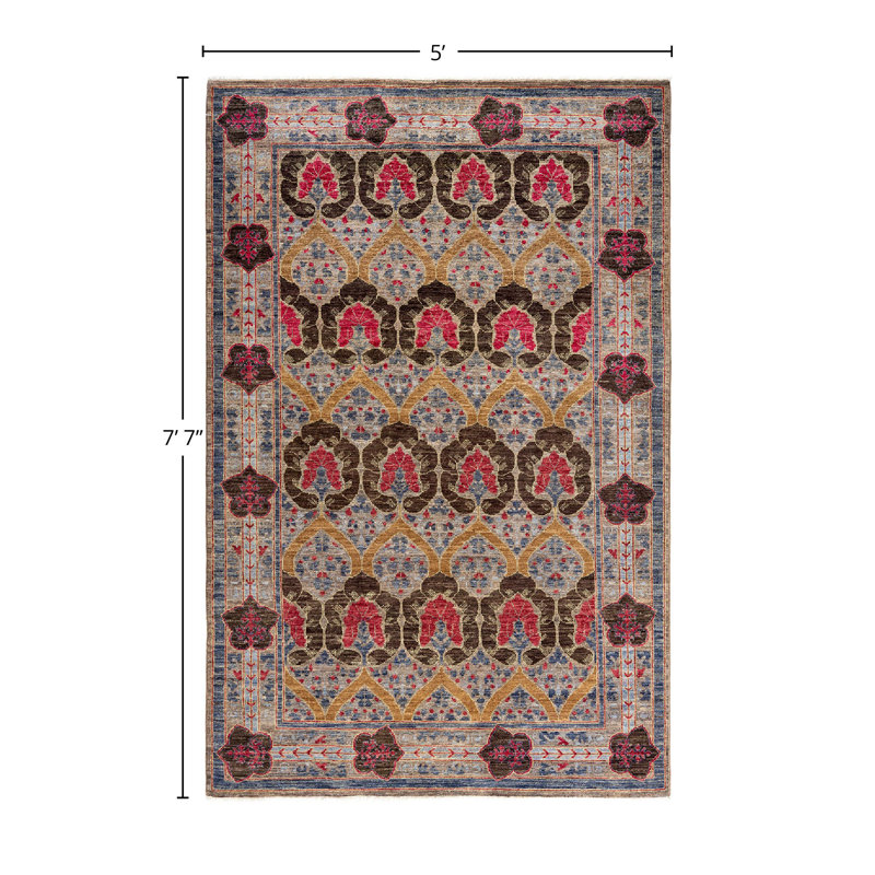 Pazel One-of-a-Kind 5' 0" X 7' 7" New Age Rectangular Wool Area Rug Beige