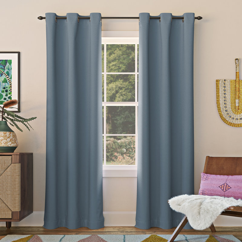 Panneau de rideau occultant avec œillets Burrier Wayfair Basics, Bleu denim, L 40 po x L 63 po