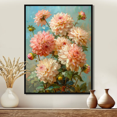 Dahlia rose rose vert été - décoration murale Dahlia