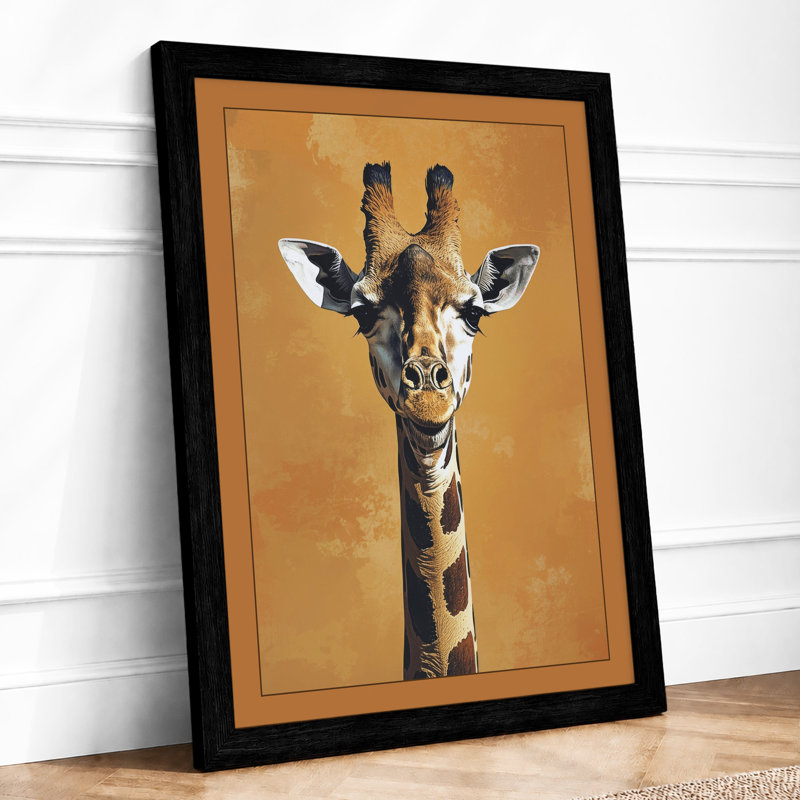 Giraffe Portrait Modern - Framed Print, A2 - 59.4 x 42.0 cm, Black