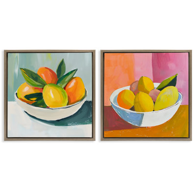 Ensemble de 2 cadres flottants Fresh Fruit in Bowl, design par Walker Noble