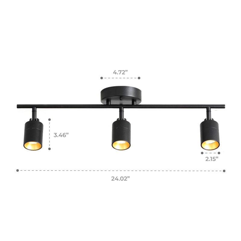 Shura Black and Gold Aluminum 3-Head LED Track Light