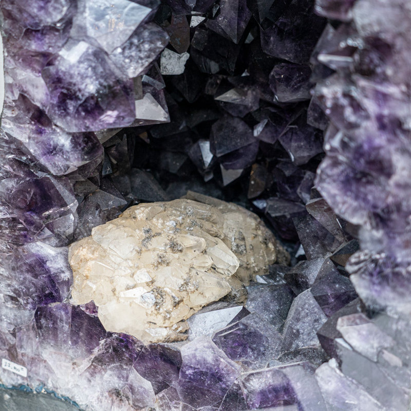 Genuine Large Amethyst Cluster Geode With Calcite From Brazil (190 )