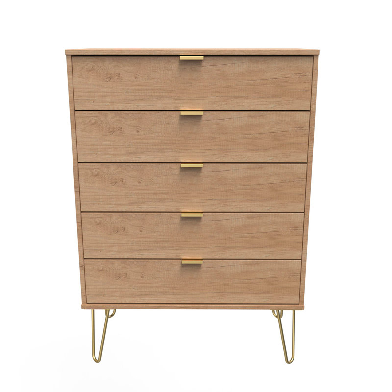 Turah 77 cm W Chest of 5 Drawers, Brown